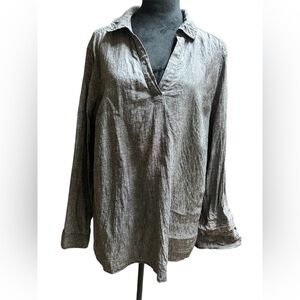 Tahari Charcoal Linen Top